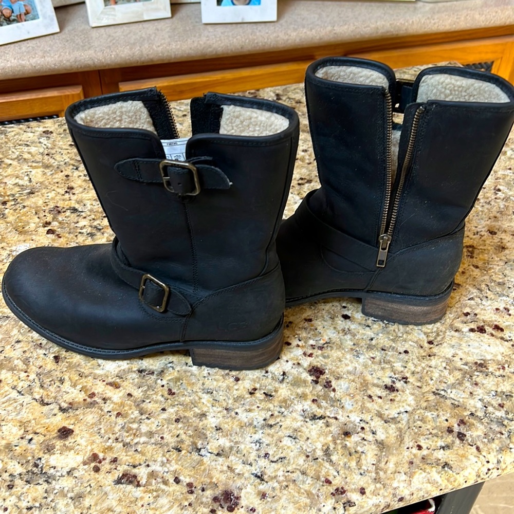 UGG Black Winter Boots with Buckle Detail